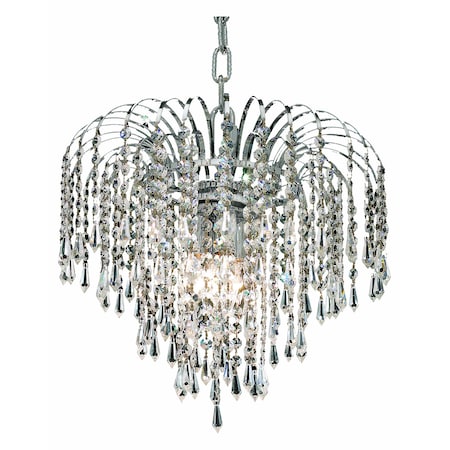 Elegant Furniture Falls 3 Light Chrome Pendant Clear Elegant Cut Crystal